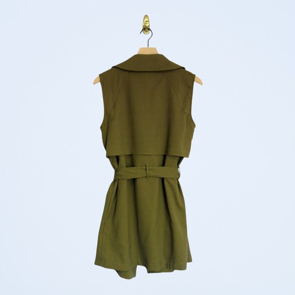 SOPHIE RUE Sleeveless Army Green Vest w/ Tie - Picture 2 of 7